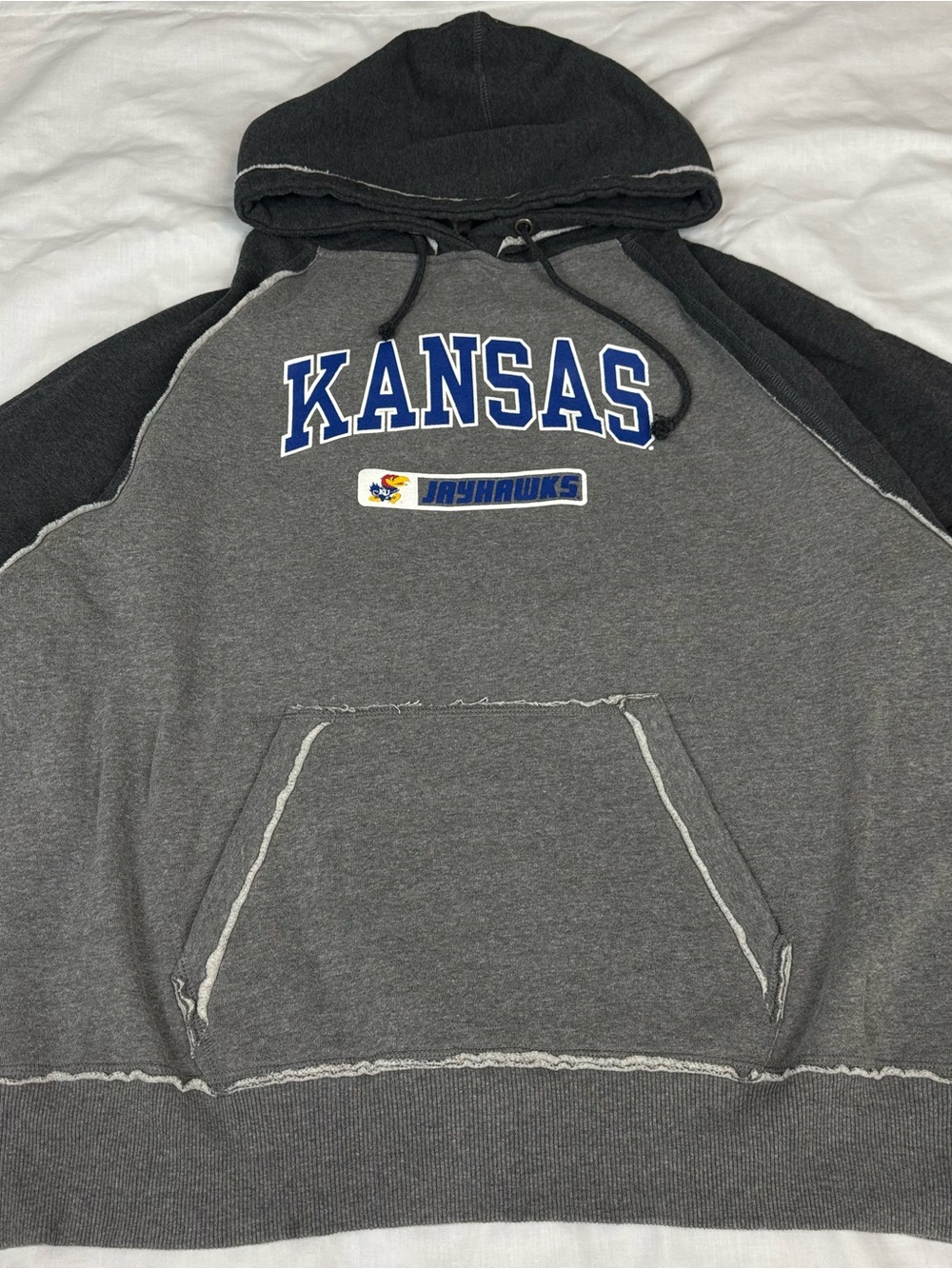 Kansas Jayhawks Gray/Charcoal Hooded Pullover Sweatshirt